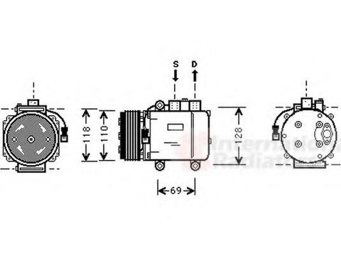 Compresor, climatizare FORD MONDEO Mk II (BAP), FORD MONDEO Mk II combi (BNP), FORD MONDEO Mk II limuzina (BFP) - VAN WEZEL 1800K045