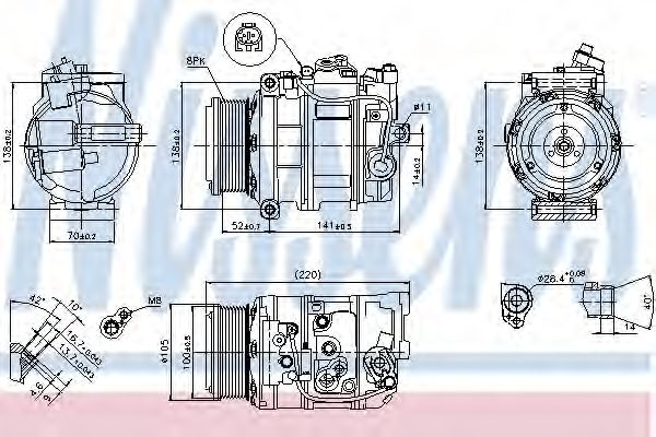 Compresor, climatizare MERCEDES-BENZ R-CLASS (W251, V251) (2006 - 2016) NISSENS 89412