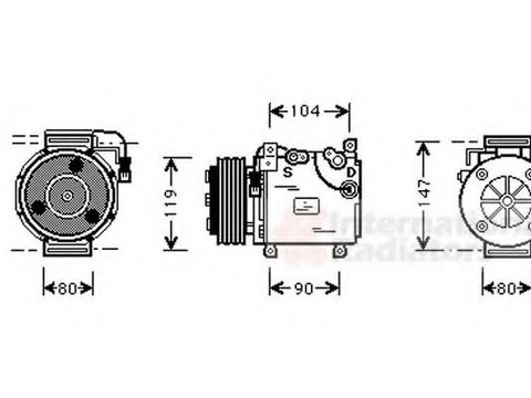 Compresor, climatizare MITSUBISHI GALANT Mk V (E5_A, E7_A, E8_A), MITSUBISHI GALANT Mk V limuzina (E5_A, E7_A, E8_A) - VAN WEZEL 3200K020