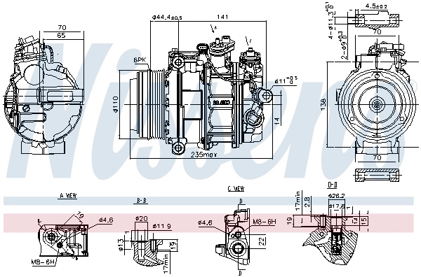 Compresor, climatizare NISSENS 890749 compatibil cu MERCEDES-BENZ E-CLASS cupe (C238) 2016 2017 2018 2019 2020 2021 2022 2023