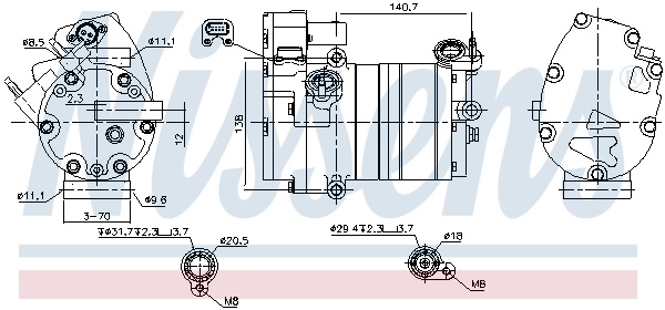 Compresor climatizare Nissens VOLVO V60 II (225) 2018-2022 - 891070