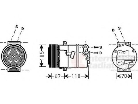 Compresor, climatizare OPEL ASTRA H (L48), OPEL ASTRA H combi (L35), OPEL ASTRA H Sport Hatch (L08) - VAN WEZEL 3700K494