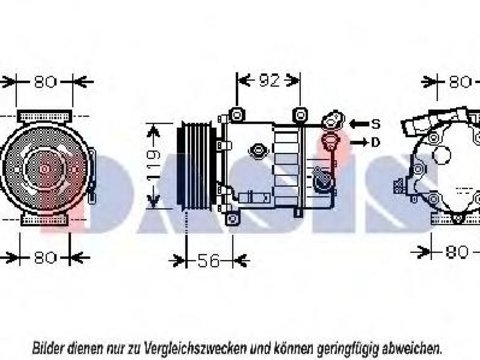 Compresor, climatizare PEUGEOT 307 (3A/C), PEUGEOT 307 SW (3H), PEUGEOT 307 CC (3B) - AKS DASIS 851816N