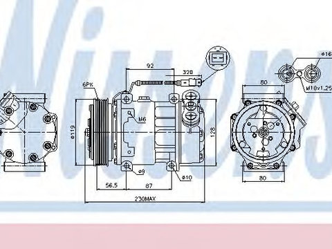 Compresor, climatizare PEUGEOT 807 (E) (2002 - 2016) NISSENS 89047 piesa NOUA