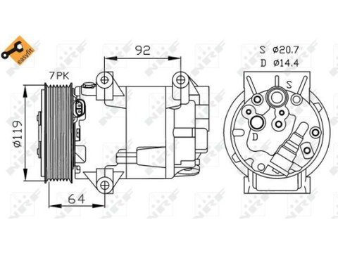 Compresor climatizare Renault Grand Scenic 2 (Jm0/1), Megane 2 (Bm0/1, Cm0/1), Scenic 1 (Ja0/1), Scenic 2 (Jm0/1) Nrf 32424
