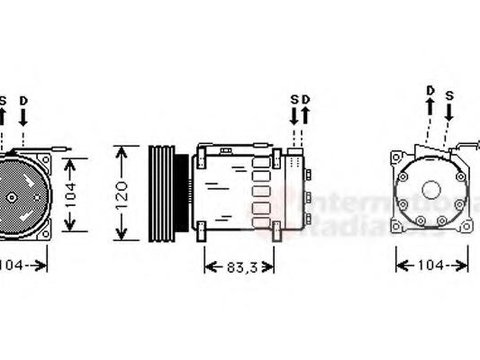 Compresor, climatizare RENAULT LAGUNA I I (B56_, 556_), RENAULT LAGUNA I Estate (K56_), RENAULT ESPACE Mk III (JE0_) - VAN WEZEL 4300K282