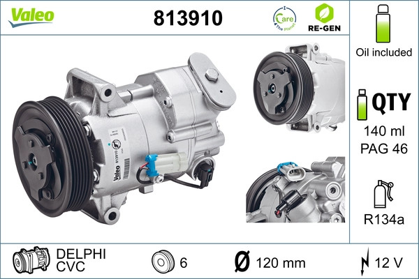 Compresor, climatizare VALEO 813910 la masina VAUXHALL INSIGNIA Mk I (A) Sports Tourer (G09) 2008 2009 2010 2011 2012 2013 2014 2015 2016 2017