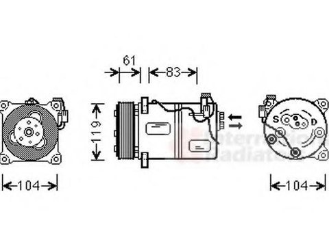 Compresor, climatizare VOLVO S80 I limuzina (TS, XY) - VAN WEZEL 5900K059