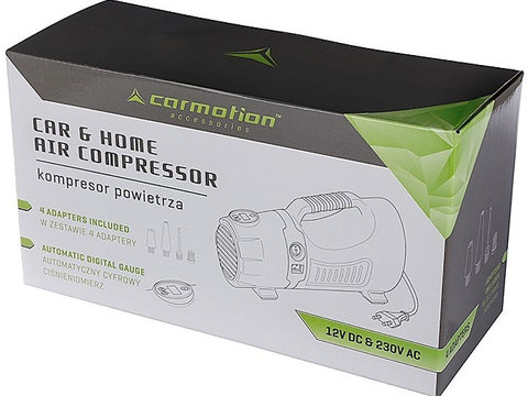 Compresor De Aer Dc 12V, Ac 230V 200 Psi, Automat Cu Manometru Digital, 4 Adaptoare Carmotion 58032