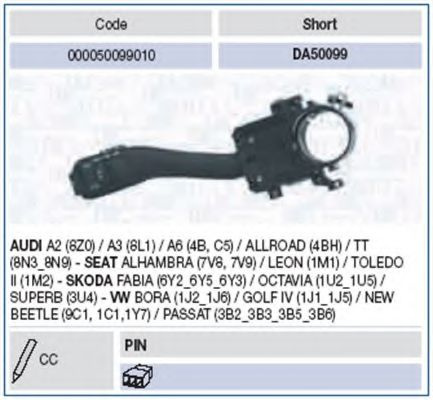 Comutator coloana directie AUDI A6 Avant (4B5, C5) (1997 - 2005) MAGNETI MARELLI 000050099010 piesa NOUA