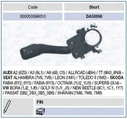 Comutator coloana directie SKODA FABIA I Combi (6Y5) (2000 - 2007) MAGNETI MARELLI 000050098010 piesa NOUA