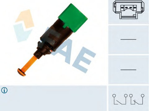 Comutator lumini frana 24899 FAE pentru CitroEn Ds3 Peugeot 5008 Peugeot 308 CitroEn C4 CitroEn C3 Peugeot Grand Peugeot Partner Peugeot Ranch CitroEn Berlingo CitroEn Dispatch CitroEn Jumpy Peugeot 307 Peugeot 807 CitroEn C8 Fiat Ulysse CitroEn C2 P