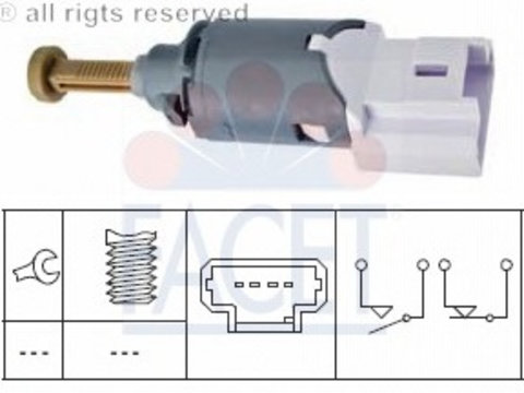 Comutator lumini frana 7 1227 FACET pentru Renault Trafic Dacia Logan Renault Modus Renault Twingo Dacia Duster Dacia Sandero Renault Logan Renault Tondar Renault Sanderostepway Renault Clio Renault Euro Renault Laguna Opel Vivaro Renault Vel Renault