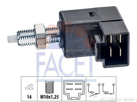 Comutator lumini frana 7 1294 FACET pentru Hyundai Ix20 Kia Sorento Kia Cee d Kia Sportage Kia Soul Hyundai Avante Hyundai Elantra Hyundai Lantra Hyundai I20 Kia Carnival Kia Grand Kia Sedona Hyundai Santa Hyundai Genesis Hyundai Accent Hyundai Solar