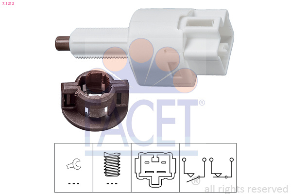 Comutator lumini frana ~ Toyota Aygo 2005 2006 2007 2008 2009 2010 2011 2012 2013 2014 2015 2016 2017 2018 2019 2020 2021 2022 2023 2024 ~ 7.1212 ~ FACET