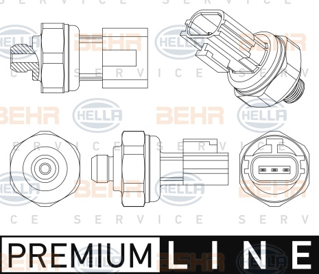 Comutator presiune, aer conditionat (6ZL351005511 HELLA) MAZDA,NISSAN