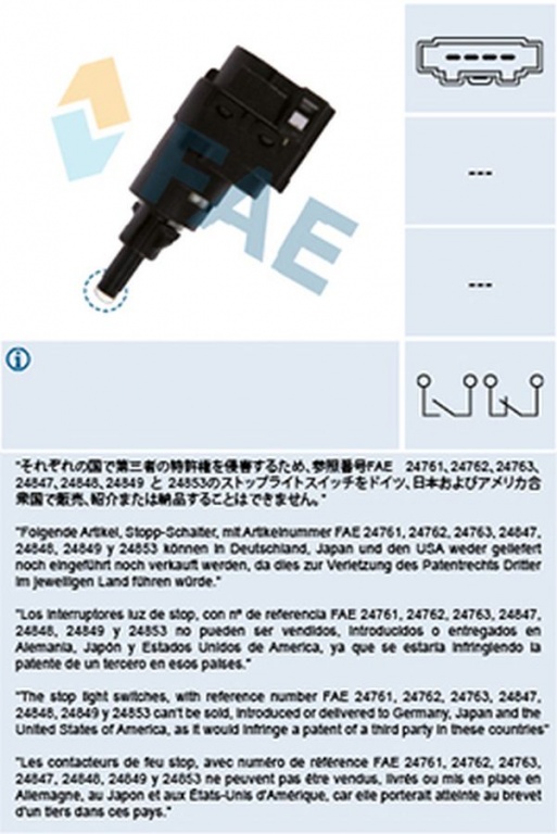 Comutator Stop VW TOURAN 1T1 1T2 FAE 24763