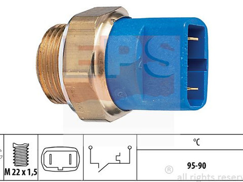 Comutator temperatura ventilator radiator 1 850 032 EPS pentru Audi 80 Audi 100 Audi 500 Audi Coupe Audi Cabriolet Audi A4 Audi A6 Vw Passat