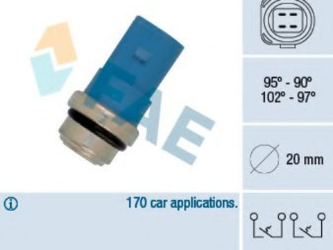 Comutator temperatura, ventilator radiator AUDI A4 Cabriolet (8H7, B6, 8HE, B7) (2002 - 2009) FAE 38391 piesa NOUA