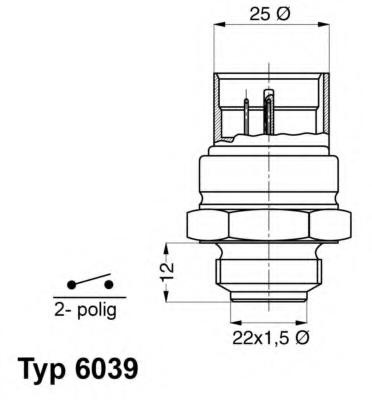 Comutator temperatura, ventilator radiator VW PASSAT (3A2, 35I), VW PASSAT Variant (3A5, 35I), VW POLO (6N1) - WAHLER 6039.95D