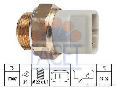 Comutator temperatura, ventilator radiator MERCEDES VITO caroserie (638) (1997 - 2003) FACET 7.5279