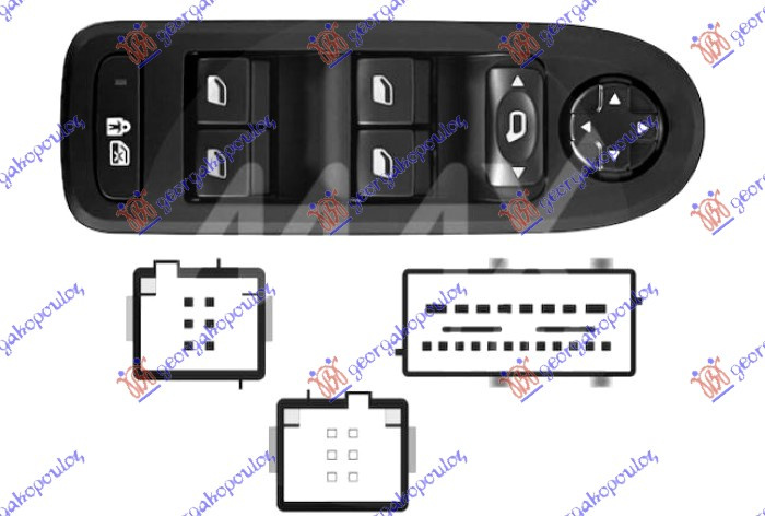 COMUTATOR USA/OGLINDA FATA (Quatern)(26pin), CITROEN, CITROEN C5 08-16, PEUGEOT, PEUGEOT EXPERT 07-16, Interior, Comutatoare, 085707174