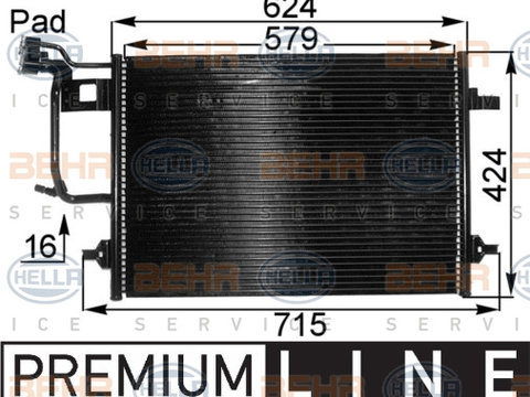 Condensator, climatizare (8FC351038431 HELLA) AUDI,VW