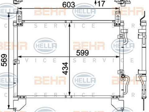 Condensator, climatizare (8FC351304151 HELLA) SSANGYONG