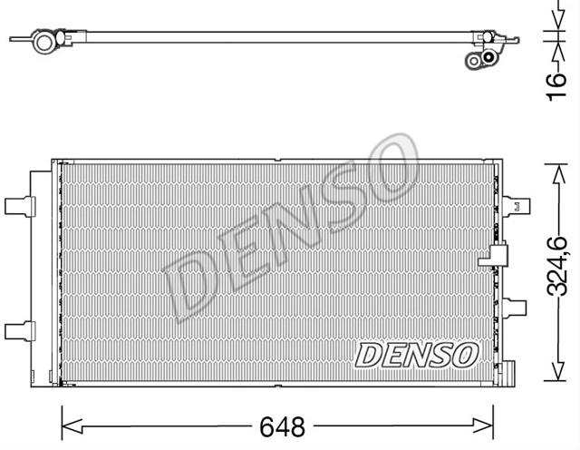 Condensator climatizare AC Denso, AUDI A4 (B8), 06.2008-05.2016, A5, 2013-2017, Q5, 2013-2017, PORSCHE MACAN, 02.2014-09.202018 motor 1.8 TFSI, 2.0 TDI/2.0 TFSI, 3.0 V6 TFSI, 3,0 d, alum./ alum. brazat, 675(645)x340(325)x16 mm