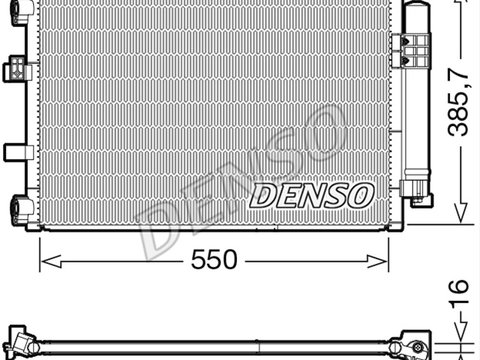Condensator climatizare AC Denso, FORD FOCUS, 04.2011-12.2017, C-MAX, 10.2012-06.2019 motor 1.0 Ecoboost, 1.6 TDCI, aluminiu/ aluminiu brazat, 585(545)x400(385)x16 mm, cu uscator filtrat