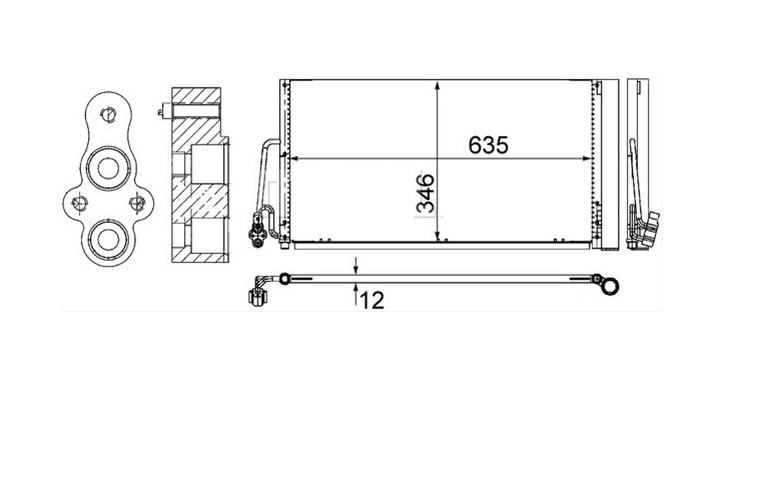 Condensator climatizare AC OEM/OES (Behr/Mahle), MINI COUNTRYMAN/PACEMAN, 03.2010-10.2016, MINI, 10.2006-02.2012 motor 1,4, 1,6, 2,0 diesel/benzina, aluminiu/ aluminiu brazat, 660(630)x337x12 mm, cu uscator si filtru integrat