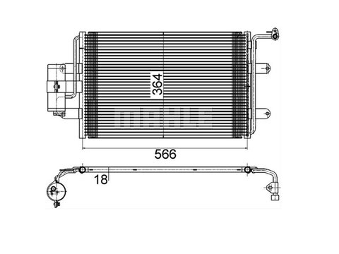 Condensator climatizare AC OEM/OES (Behr/Mahle), AUDI A3, 1996-, TT, Seat LEON, 1999-2006, TOLEDO, 1998-2004, Skoda OCTAVIA, 1996-2010, VW BORA, GOLF IV, NEW BEETLE, 2001-, aluminiu/ aluminiu brazat, 580(545)x360x16 mm, cu uscator filtrat