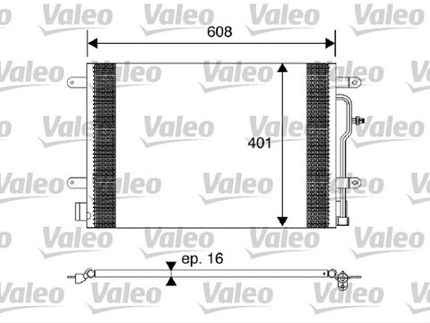 Condensator climatizare AC OEM/OES (Valeo), AUDI A4 (B6), 2000-12.2004, A6 (C5), 08.2001-01.2005 motor, aluminiu/ aluminiu brazat, 605 (575)x410x16 mm, fara filtru uscator 8E3285000