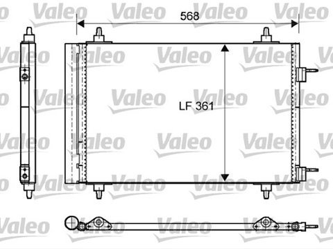 Condensator climatizare AC OEM/OES (Valeo), Citroen BERLINGO, 04.2008-, C4, 2004-2011, Peugeot 307, 2000-2009, 308, 04.2008-10.2014, PARTNER, 04.2008- motor 1,4/1,6/2,0 benzina, 1,4/2,0 HDI, alum./ alum. brazat, 565(525)x360x16 mm