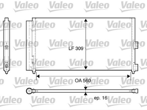 Condensator climatizare AC OEM/OES (Valeo), FIAT DOBLO, 2004-2010, IDEA, 2003-2011, PUNTO, 2002-2009, Lancia MUSA, 2004-, Y, 2003-2011 motor 1,2/1,4 benzina, 1,3/1,9 JTD/MultiJet, alum./ alum. brazat, 610(570)x310x16 mm, cu uscator si filtru integrat