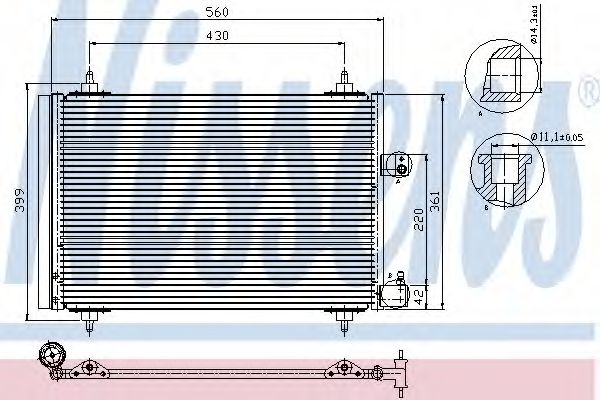 Condensator, climatizare CITROEN C5 III Break (TD) (2008 - 2016) NISSENS 94723 piesa NOUA