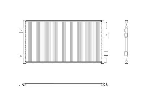 Condensator climatizare Fiat Punto, 01.2000-06.2003, motor 1.2, 44kw/59 kw benzina, full aluminiu brazat, 600 (555)x305x16 mm, fara filtru uscator