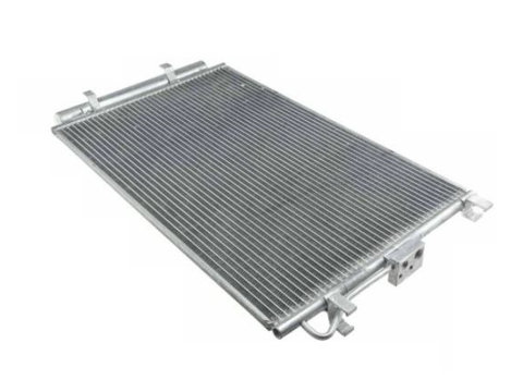 Condensator climatizare Kia Soul, 02.2009-02.2014, motor 1.6, 90kw/93 kw/103kw benzina, cutie manuala, full aluminiu brazat, 610(570)x390(370)x16 mm, cu uscator si filtru integrat