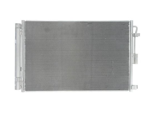 Condensator climatizare Kia Soul (PS), 02.2014-2019, motor 1.6, 93kw/97 kw, 2.0, 113 kw benzina, cutie manuala/automata, full aluminiu brazat, 608(575)x393(380)x12 mm, cu uscator si filtru integrat
