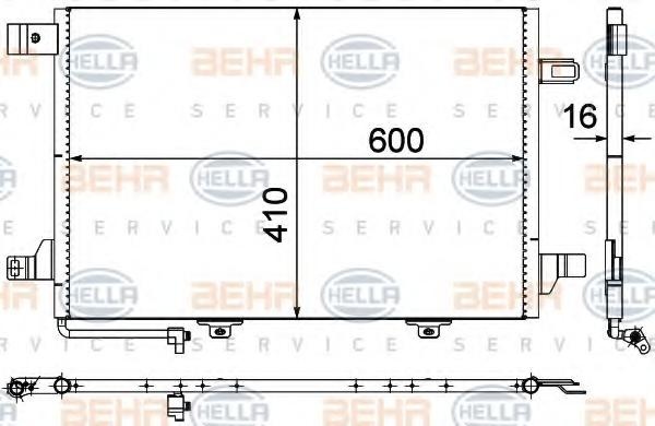 Condensator, climatizare MERCEDES-BENZ A-CLASS (W169), MERCEDES-BENZ B-CLASS (W245) - HELLA 8FC 351 301-674