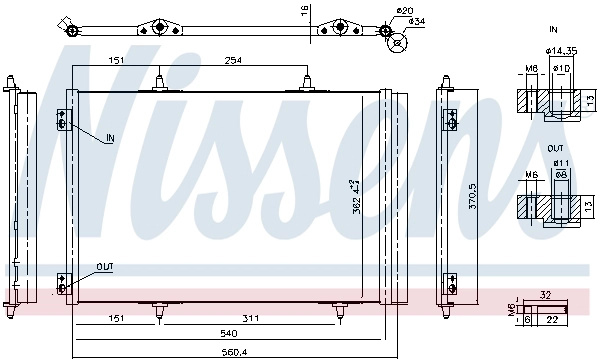 Condensator, climatizare NISSENS 941276 la masina PEUGEOT 2008 I (CU_) 2013 2014 2015 2016 2017 2018 2019 2020