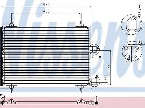 Condensator, climatizare PEUGEOT PARTNER caroserie (5) (1996 - 2012) NISSENS 94542 piesa NOUA