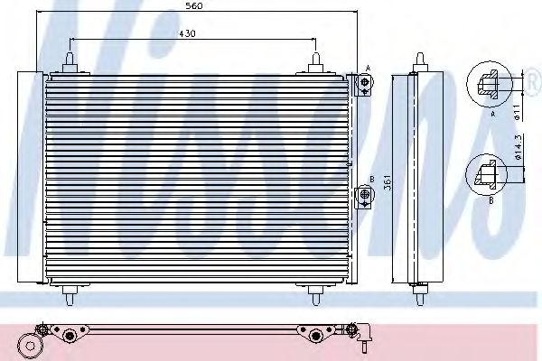 Condensator, climatizare PEUGEOT PARTNER caroserie (5) (1996 - 2012) NISSENS 94870 piesa NOUA