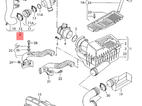 Conducta filtru aer 3C0129654P Vw Passat b6 TDI 2007 BMP OEM 3C0129654P