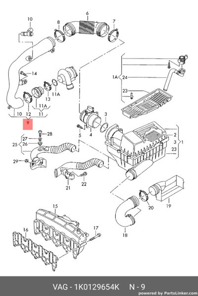 Conducta intercooler 1K0129654K Audi A3 8P Sportba