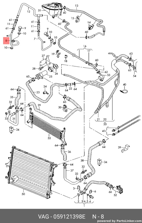 Conducta sistem racire Audi A4 B8 2.7 TDI CGK OEM 059121398E