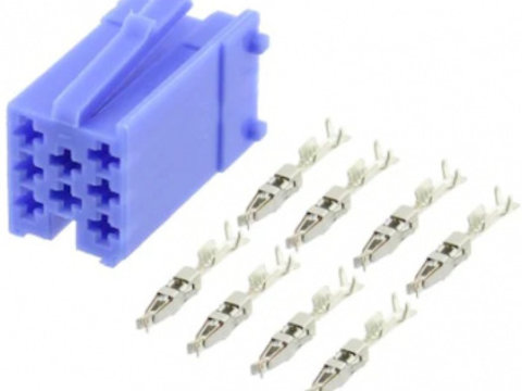 Conector mini ISO 8 pini albastru 4CarMedia