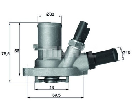 Corp termostat Mahle Fiat 500, 2007-, Panda (319), 2012-, Ford KA, 2008-2015, Lancia Ypsilon, 2011-, motor 1.2, benzina, temp. deschidere [grade Celsius] 88