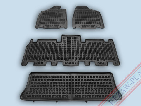 Covoare / Covorase / Presuri cauciuc stil tip tavita KIA Carnival II 2005-2014 (7 locuri) - REZAW PLAST