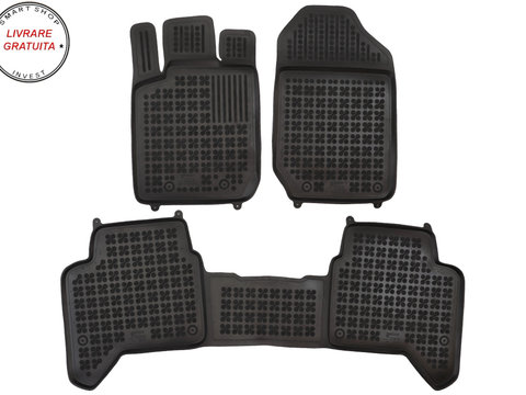 Covorase interior cauciuc tip tava negru Ford RANGER V version 4 passenger, 4 - door, facelifting 2015 - 2020 3-Piese - livrare gratuita
